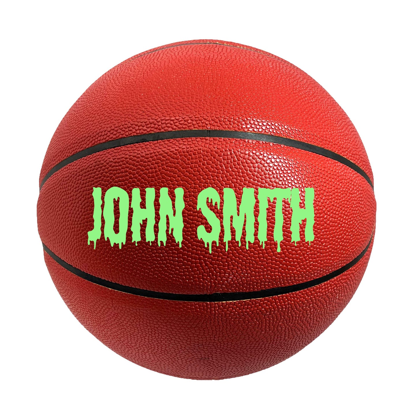 All Red No Brand Basketball with Green Text