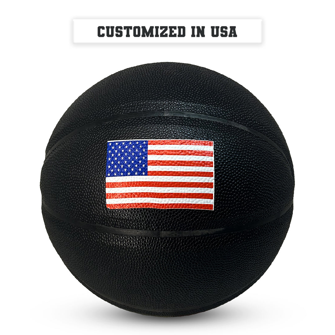 All Black Basketball with USA Flag customized in USA