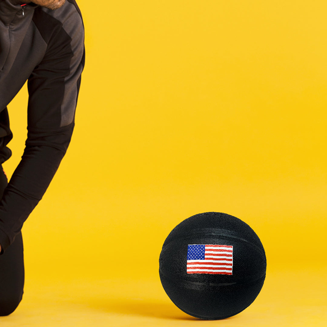 All Black Basketball with USA Flag