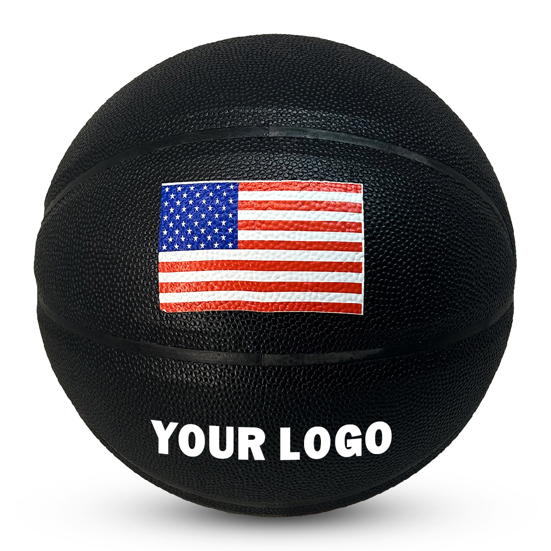 All Black Basketball with USA Flag Your Logo