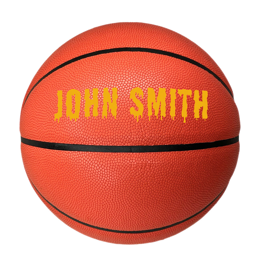 All Red Customized Basketball Custom Text in Drip Font