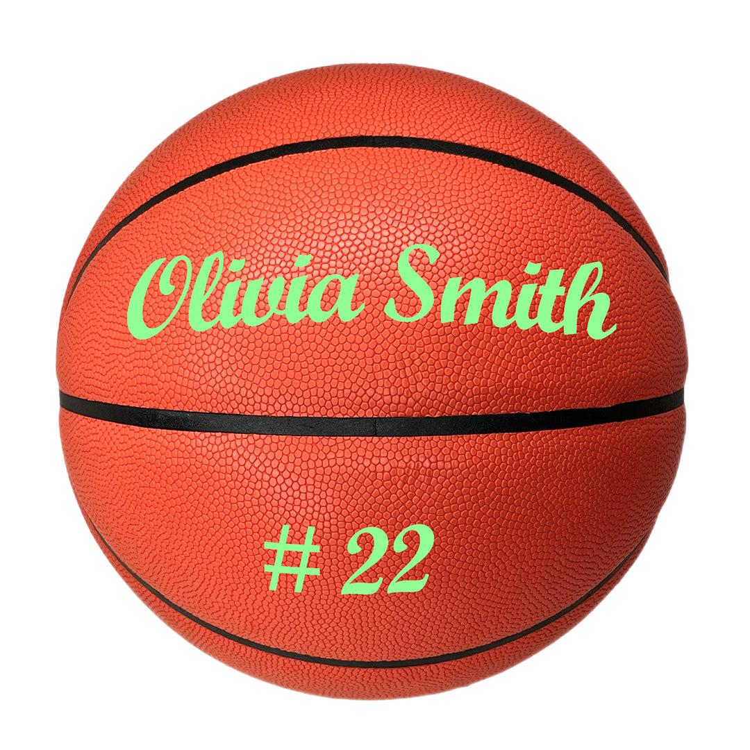 All Red Customized Basketball custom Text in Script MT Bold