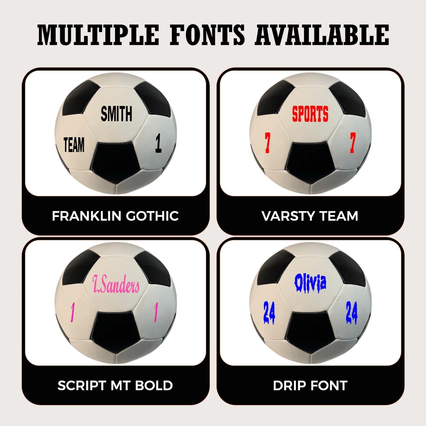 Personalized Soccer Ball Customized with Multiple Font Options