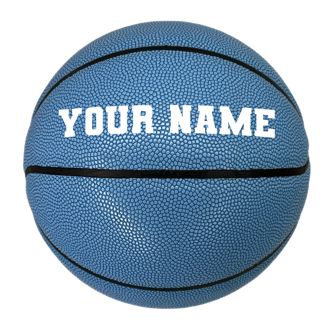 Customized Blue Basketball Personalized with Custom Text in White