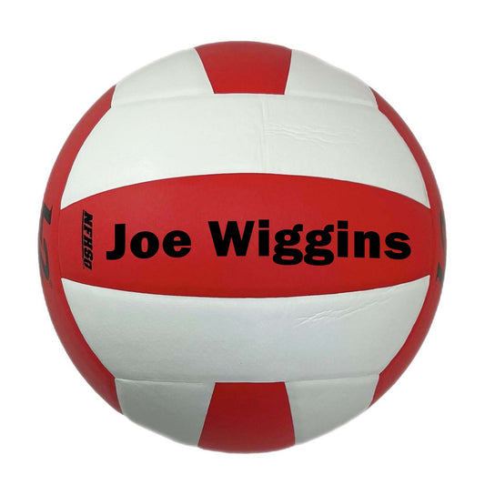 Customized Molten L2 Red and White Volleyball Franklin Heavy Font in color black.