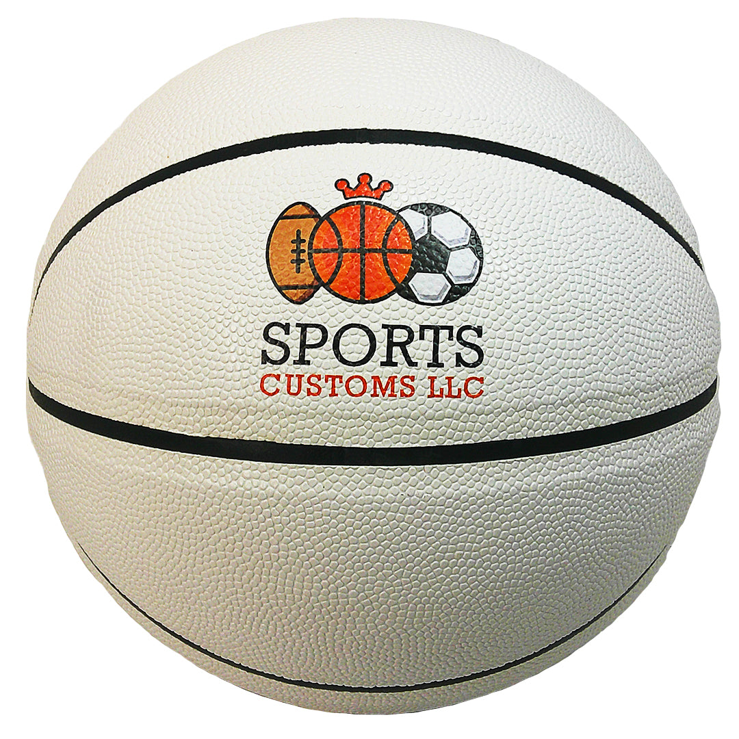Custom All White No Brand Basketball with Logo