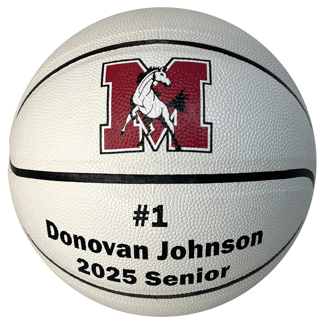 Custom All White Basketball with Colored Logo