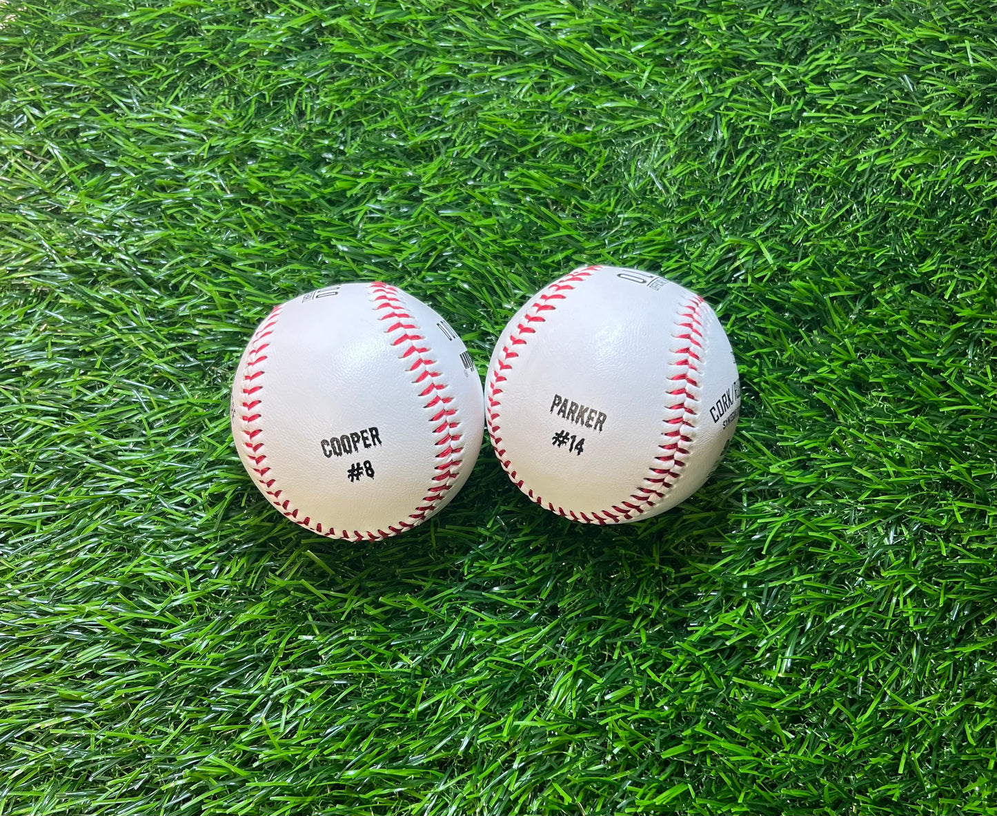Custom baseballs with black text