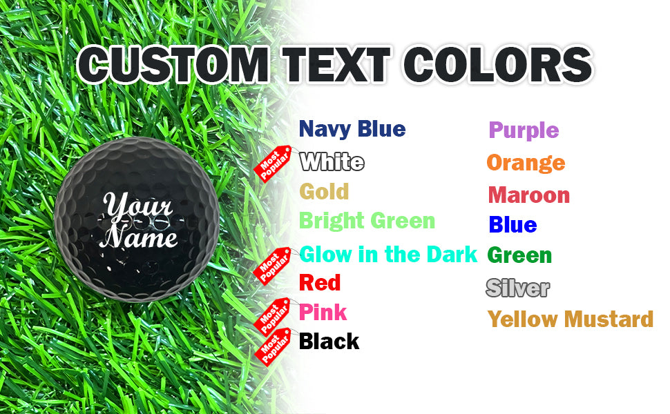 Customized Personalized Black Golf Ball 12 Pack Custom Text Colors