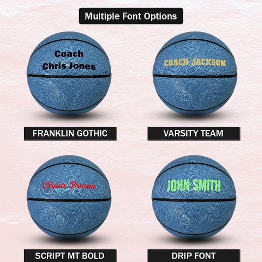 Customized Blue Basketball Personalized with Multiple Font Options
