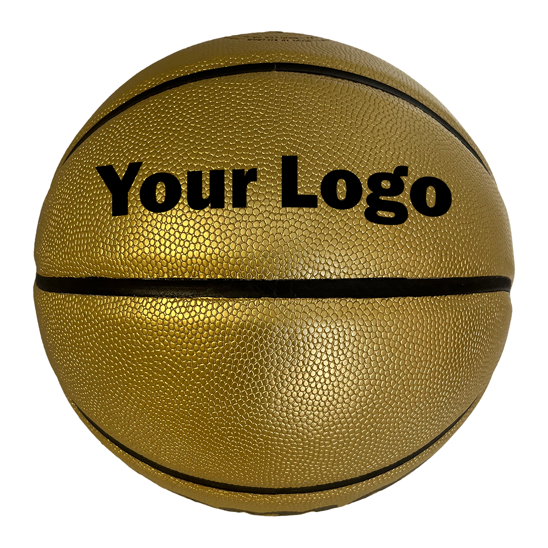 Customized Gold Basketball with Black Text