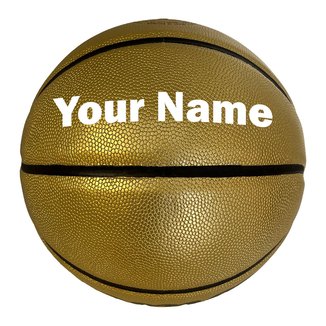 Customized Gold Basketball with White Text