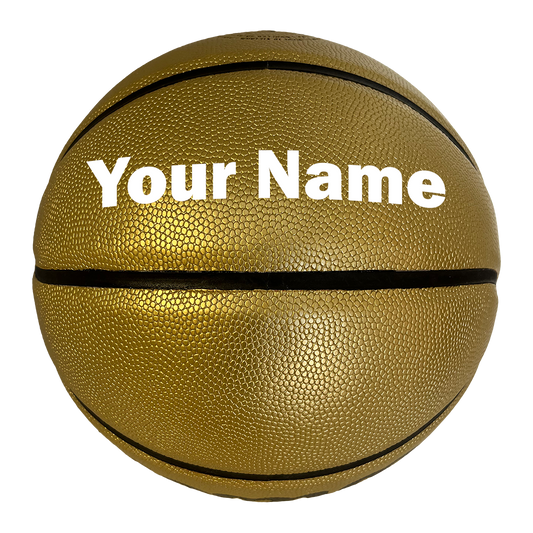 Customized Gold Basketball with White Text