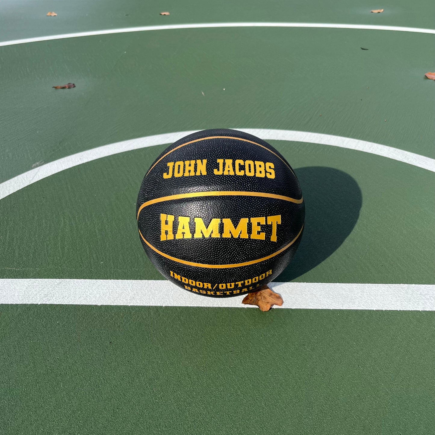 Customized Hammet Black and Gold Basketball with Gold Text