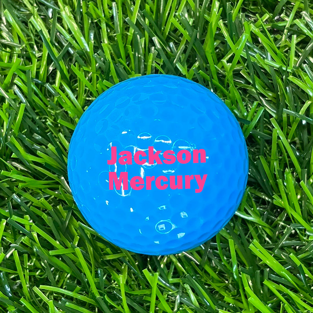 Customized Personalized Blue Golf Ball 12 Pack Pink Text