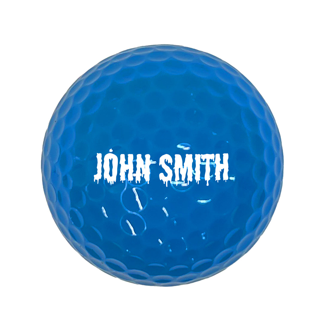 Customized Personalized Blue Golf Ball 12 Pack Dript Font in White