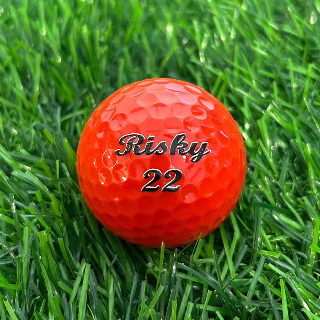 Customized Personalized Red Golf Balls 3 pack Script MT bold in 2 ines color black