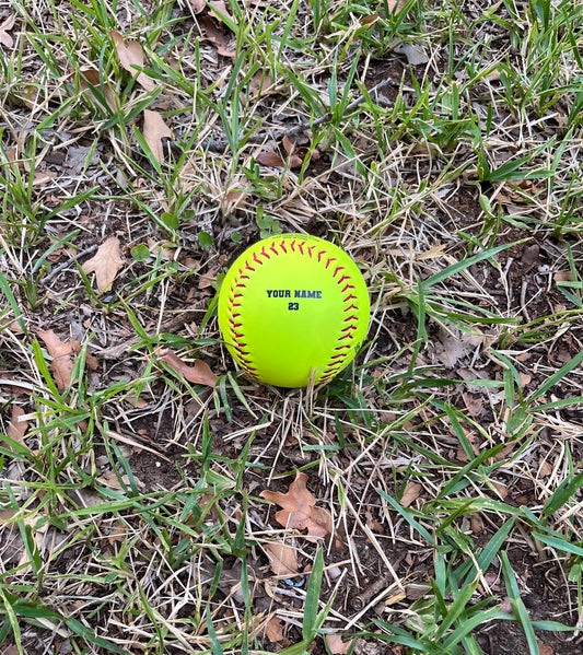 Customized Softball with Black Text and Background