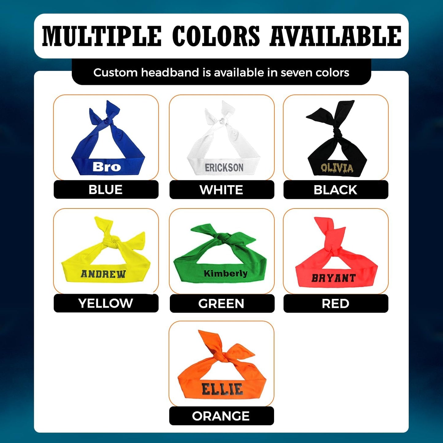 Customized Sports Tie Headband Multiple Colors Available