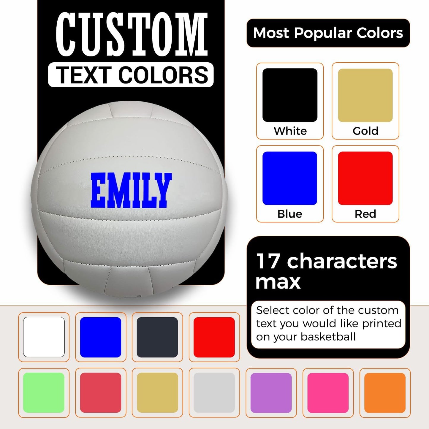 Customized White Volleyball Personalized with Multiple Colors