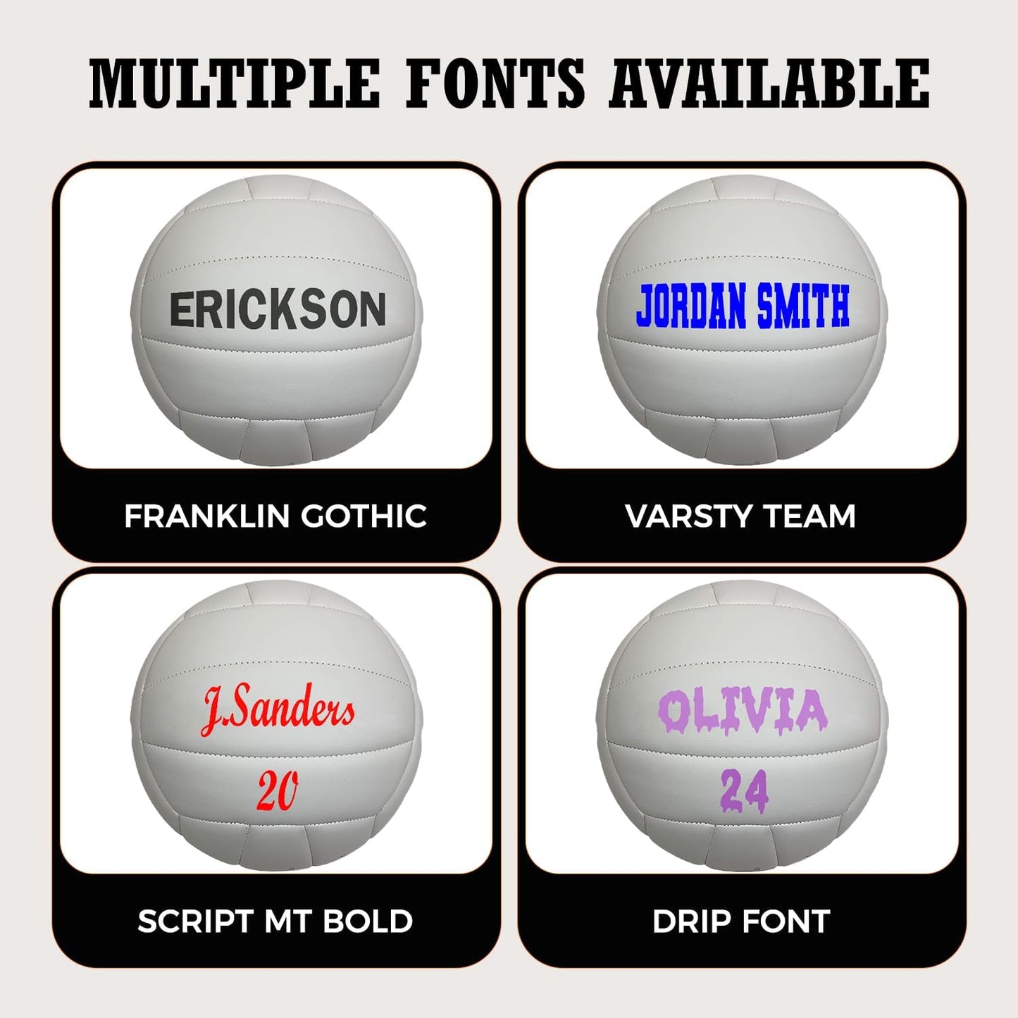 Customized White Volleyball Personalized with Multiple Fonts