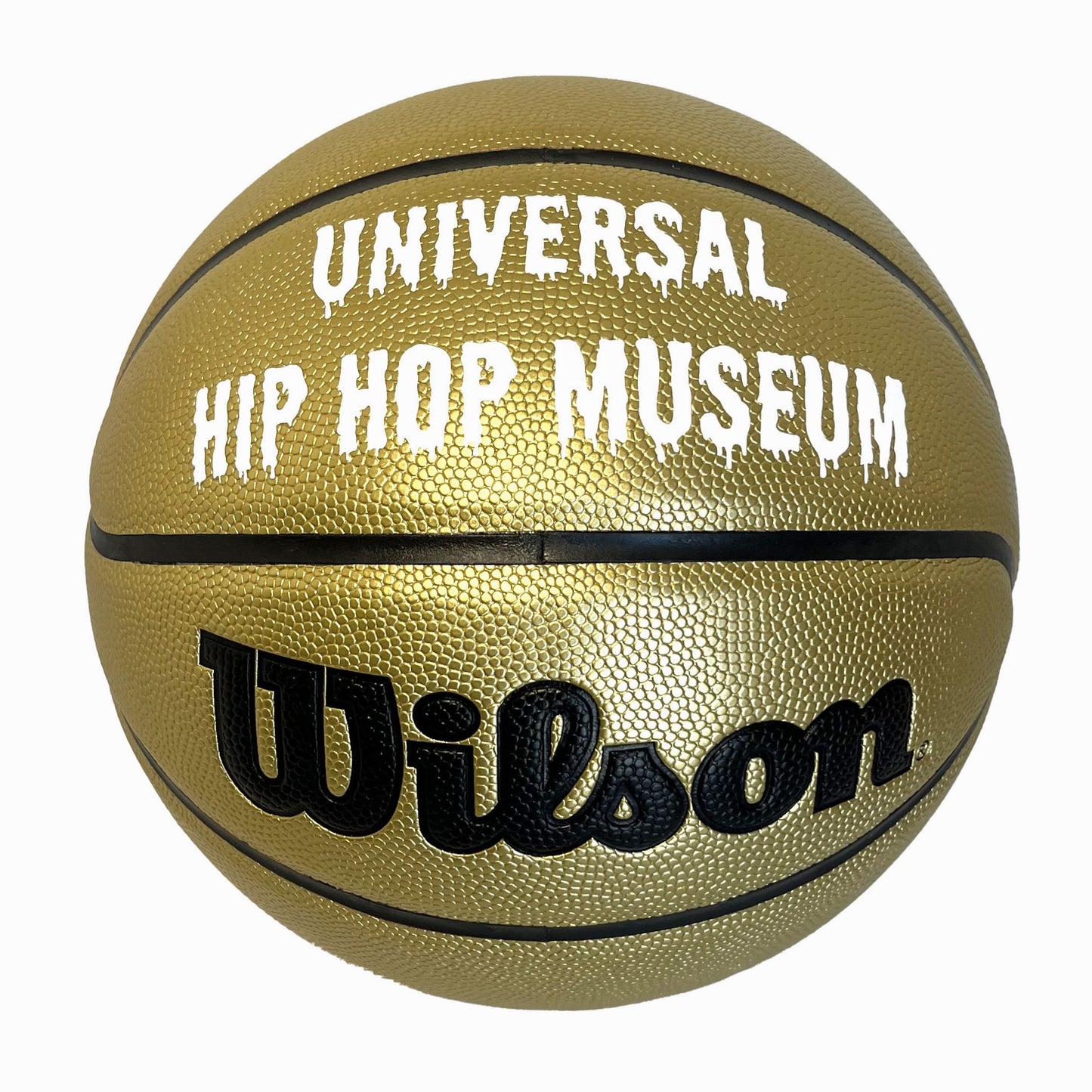 Customized Wilson Gold Basketball with White Text