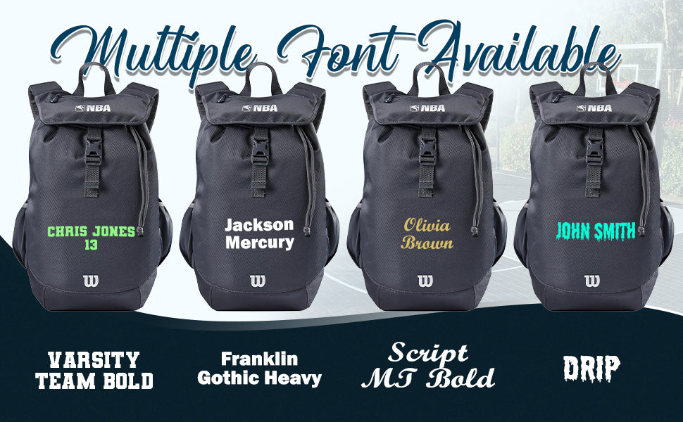 Customized Wilson NBA Basketball Backpack Available Fonts