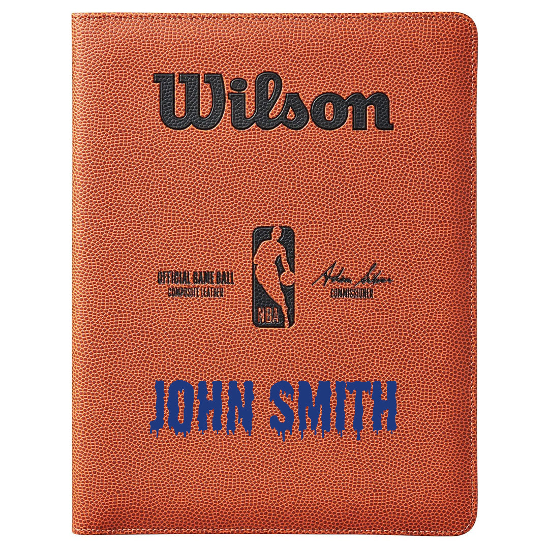 Customized Wilson NBA Basketball Padfolio Drip Font in Color Navy Blue