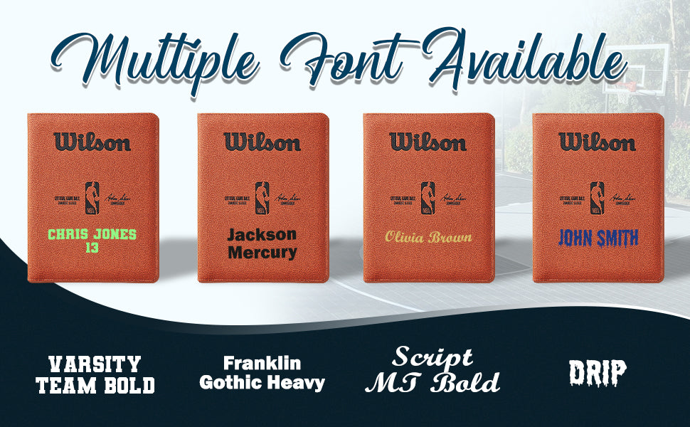 Customized Wilson NBA Basketball Padfolio Available Fonts