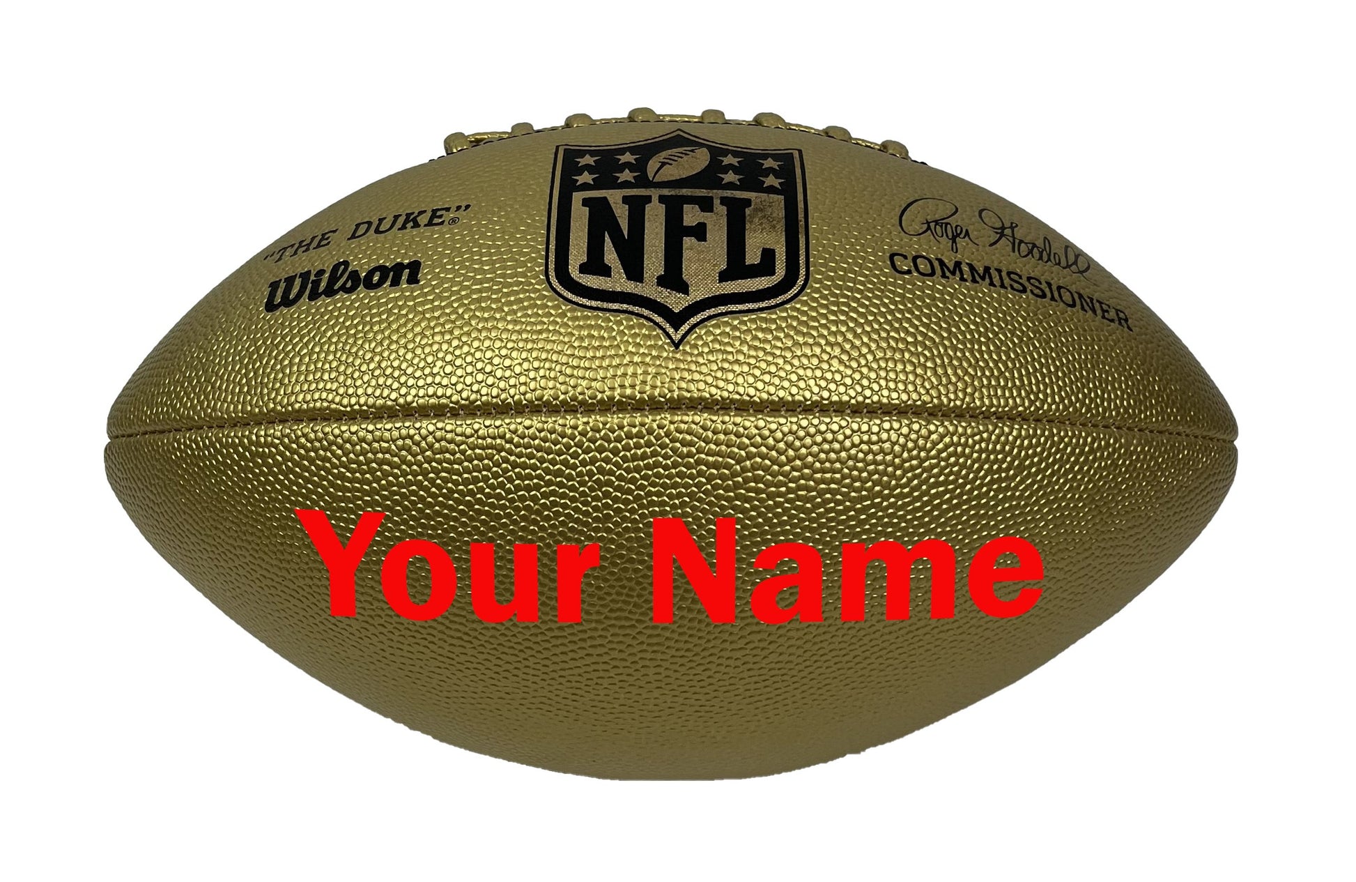 Customized Wilson NFL Gold Football with Red Text