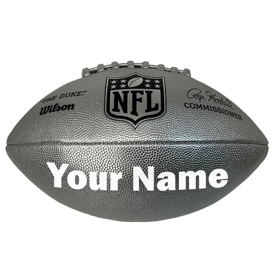 Customized Wilson NFL Silver Duke Replica Football White Text