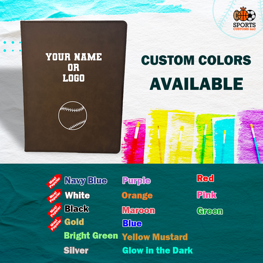 Customized Baseball Padfolio Custom Colors Available