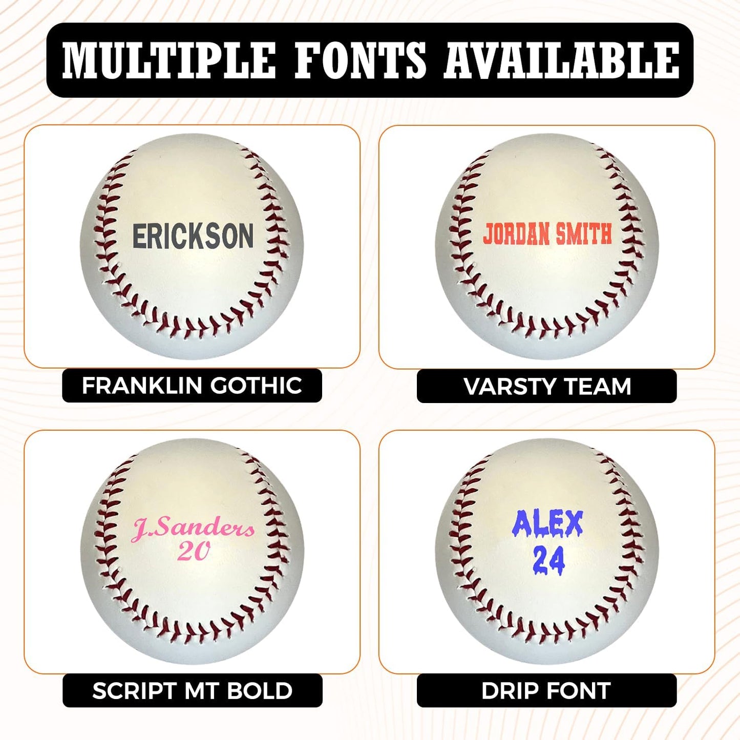 Personalized Baseball with Multiple Font Options