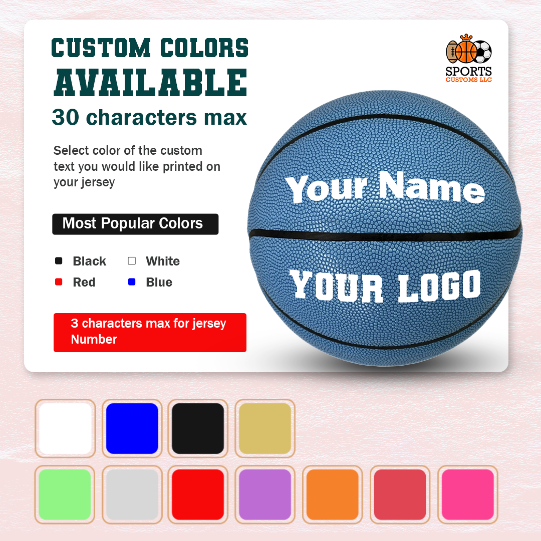 Customized Blue Basketball Personalized with Multiple Color Options Available