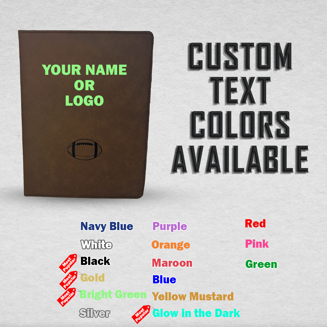 Customized Football Padfolio Custom Text Colors Available