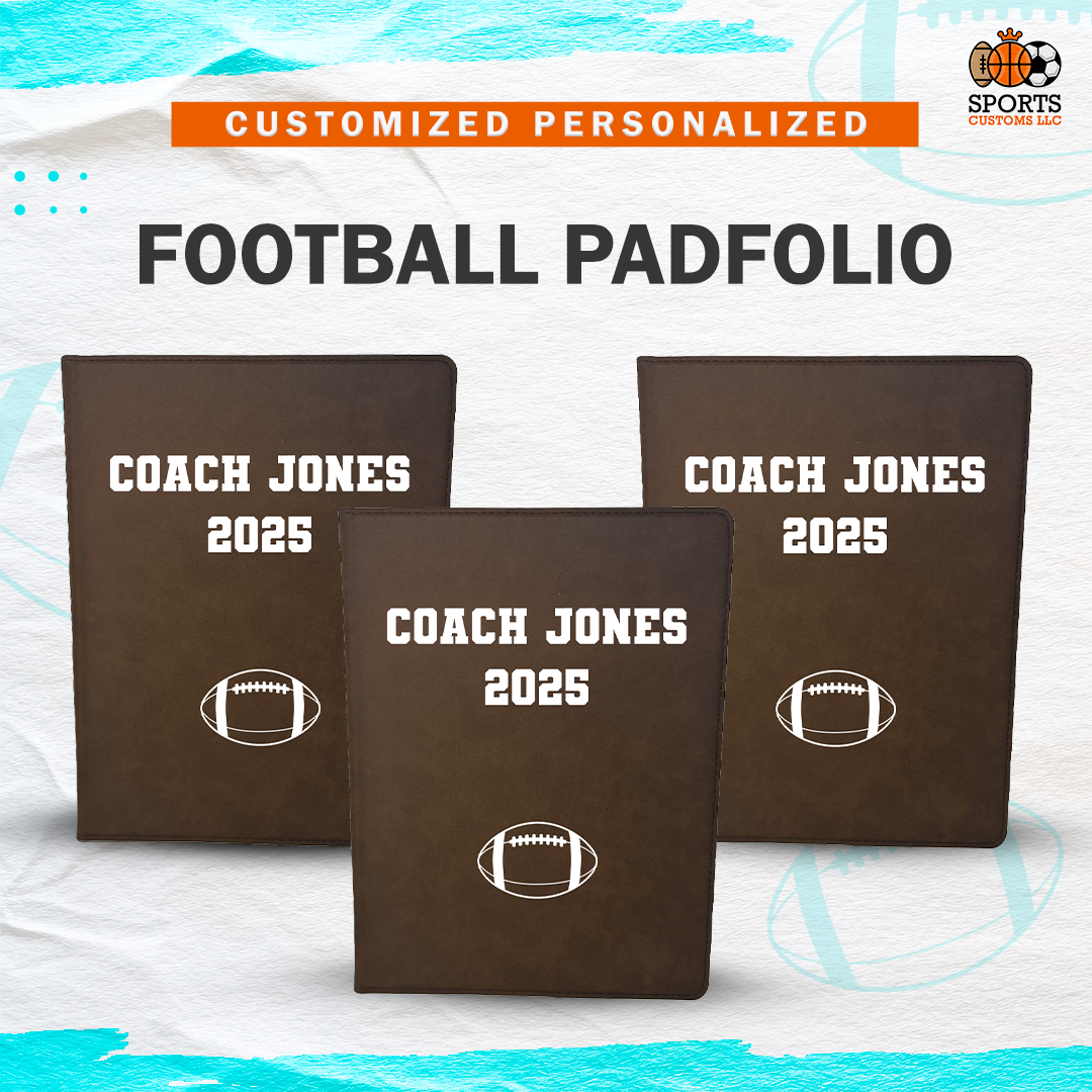 Customized Football Padfolio, Football Coach Gift Notepad