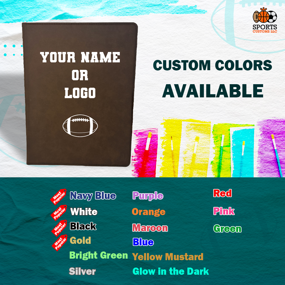 Customized Football Padfolio, Football Custom Colors Available