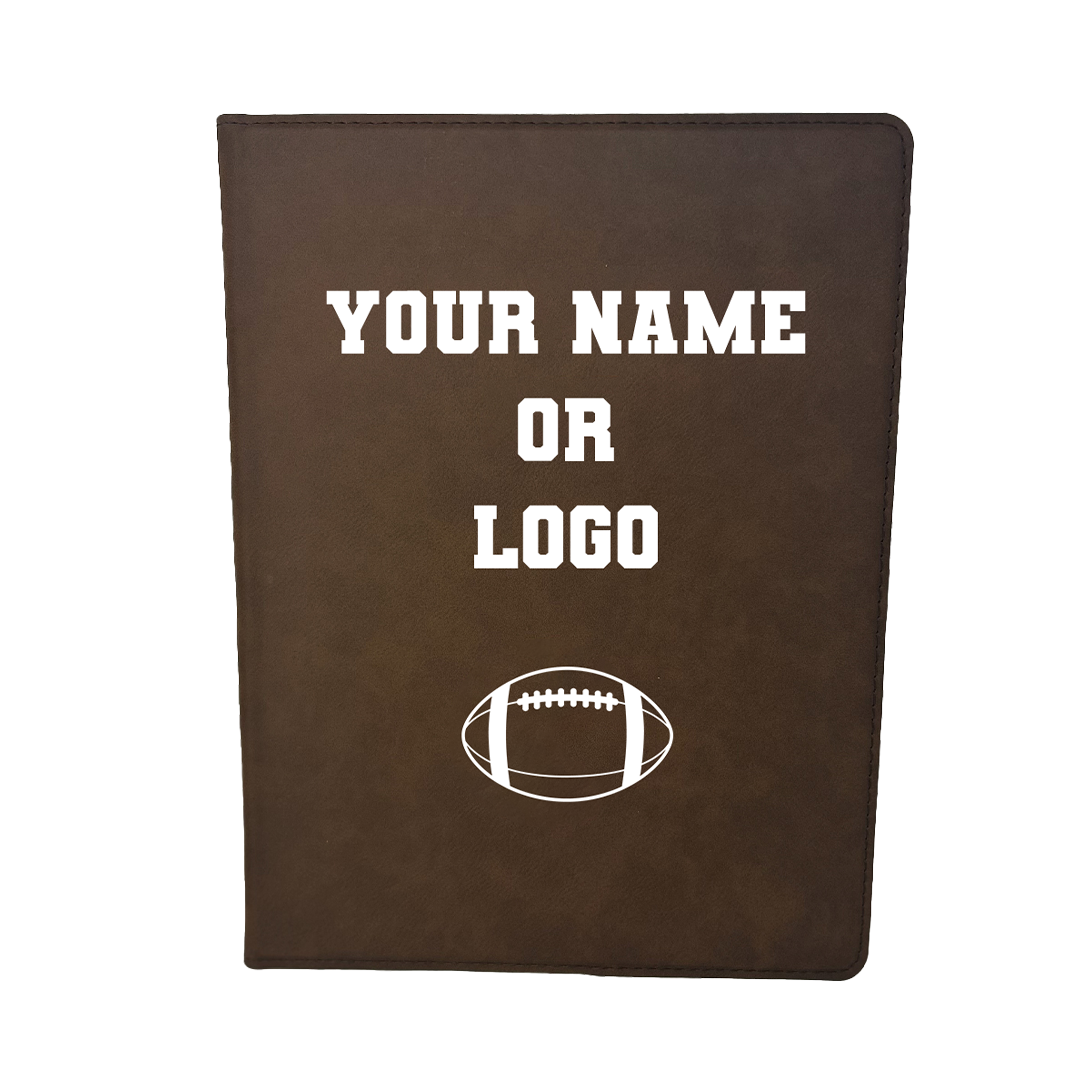 Customized Football Padfolio, Personalized Leather Football Notepad With Your name or Logo