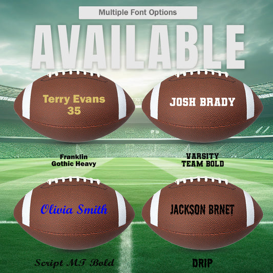 Customized Football with Stripes, Blank Non-branded Official Size Multiple Font Options