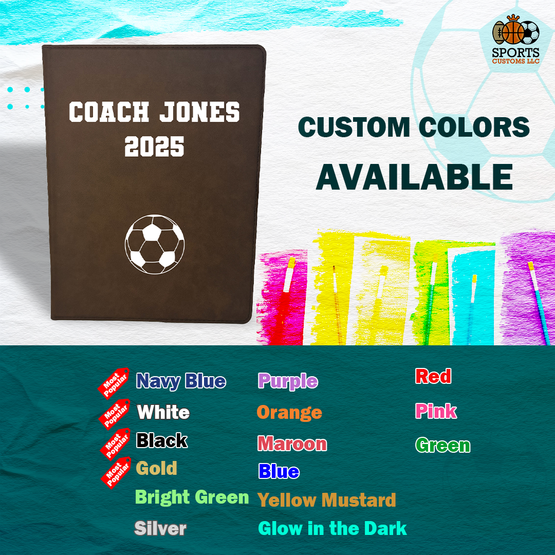 Customized Soccer Padfolio, Soccer Custom Colors Available