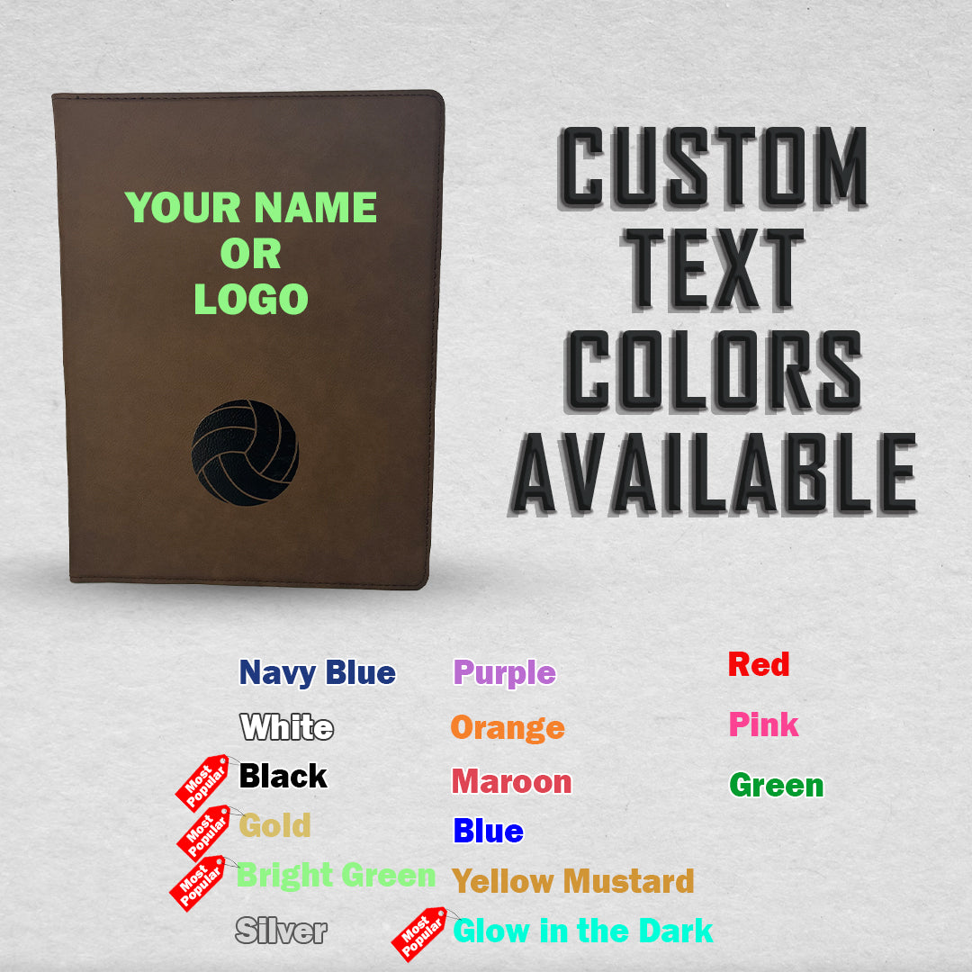 Customized Volleyball Padfolio Custom Text Colors Available
