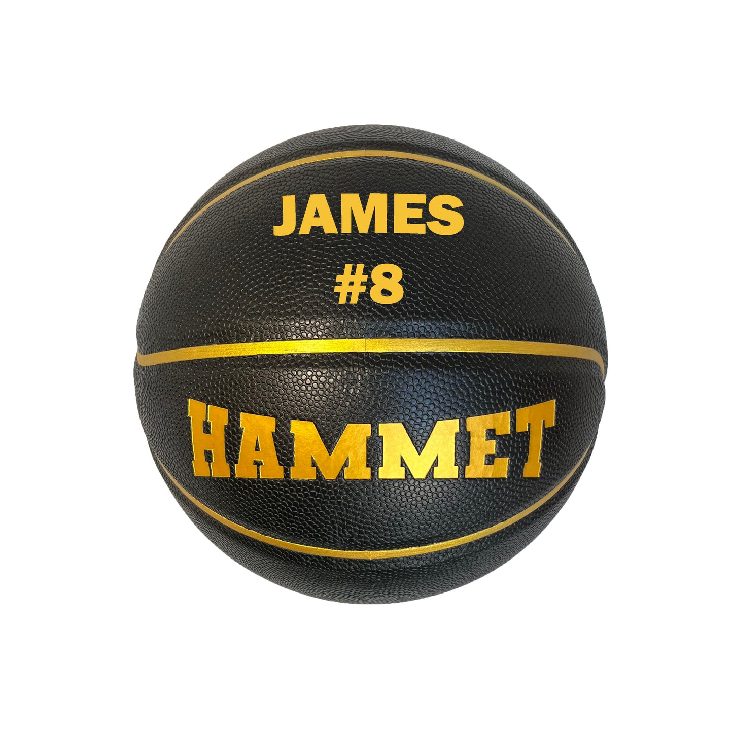 Customized Black and Gold Basketball Gold Text