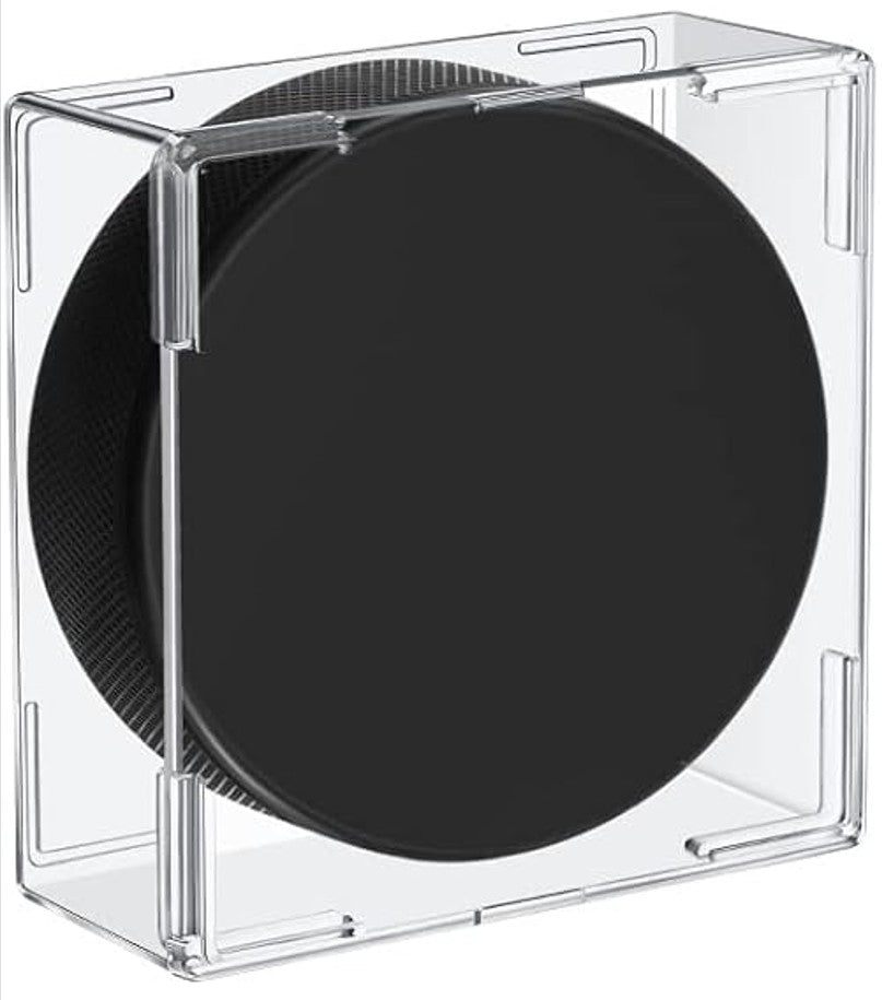 Hockey Puck inside Display Case