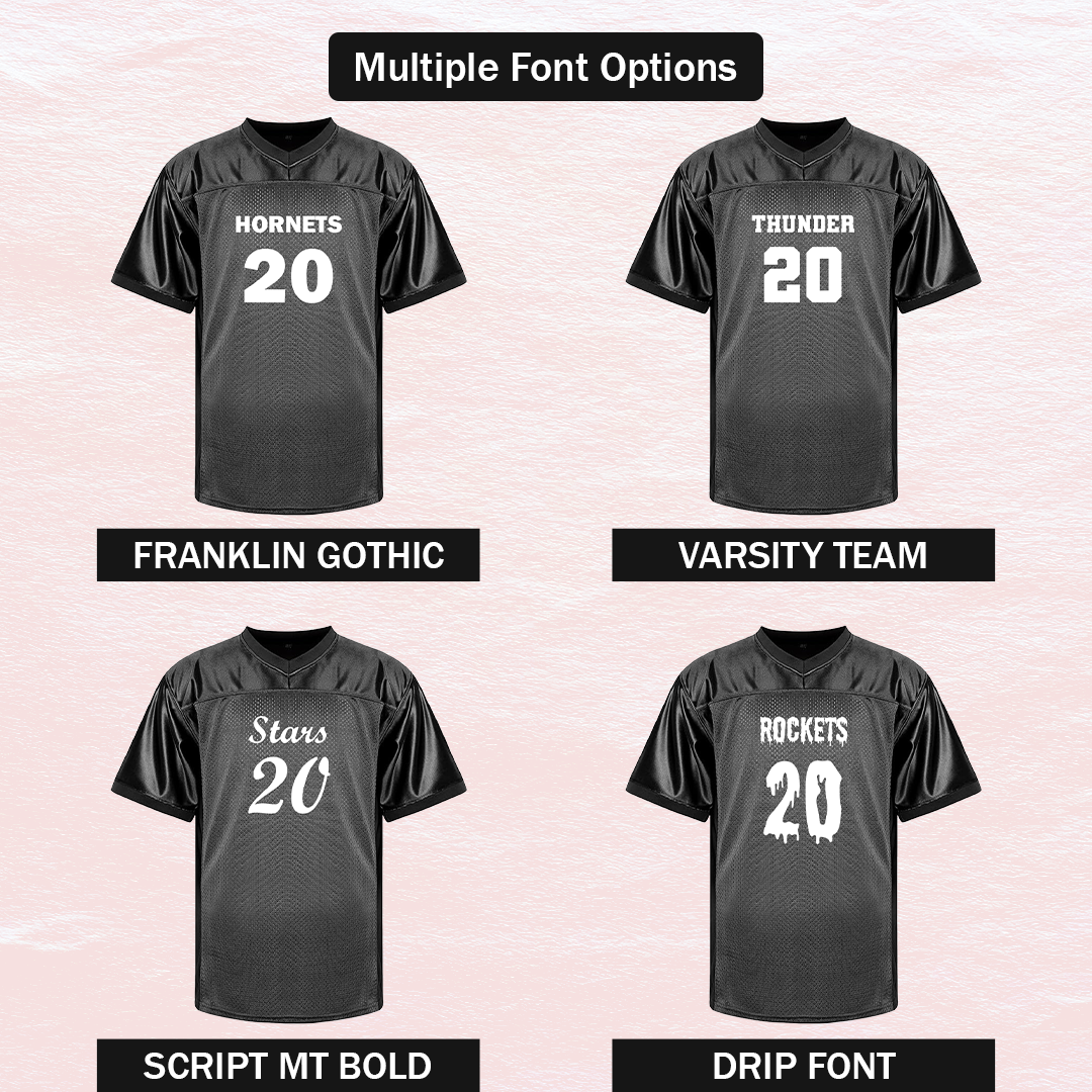 Customized Football Black Jersey Multiple Font Options