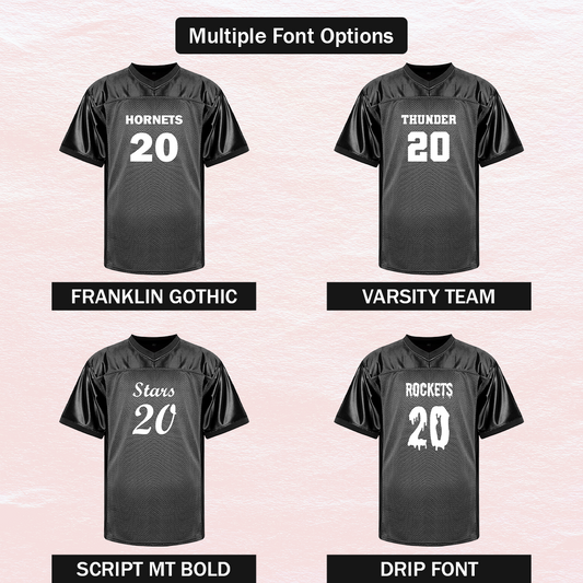 Customized Football Black Jersey Multiple Font Options
