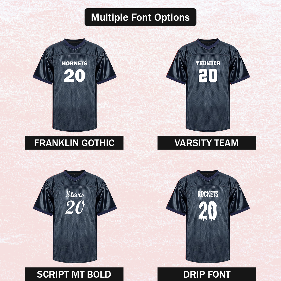 Customized Football Navy Blue Jersey Multiple Font Options