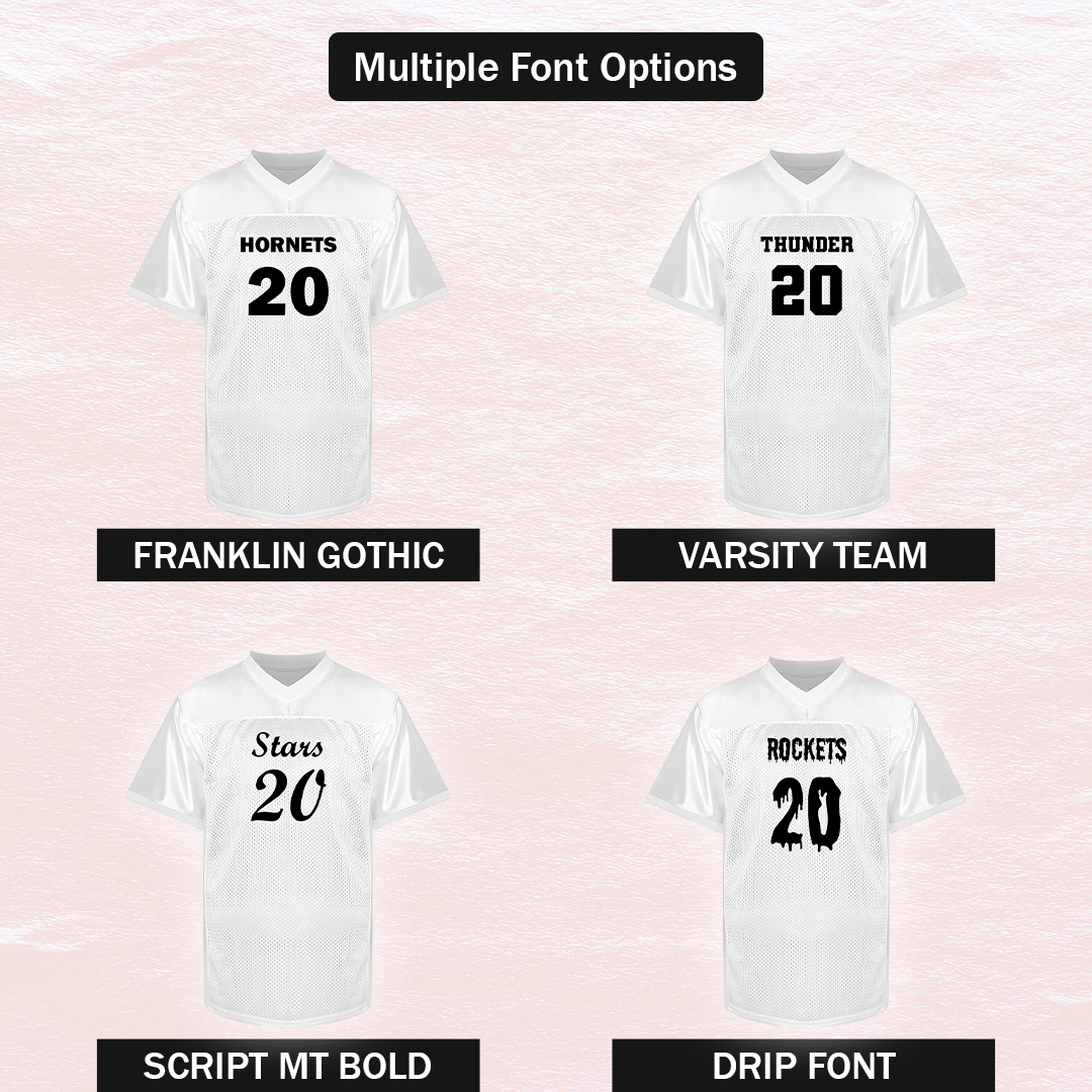 Customized Football White Jersey Multiple Font Options
