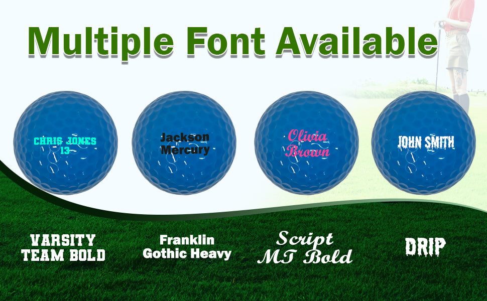 Customized Personalized Blue Golf Ball 12 Pack Font Available