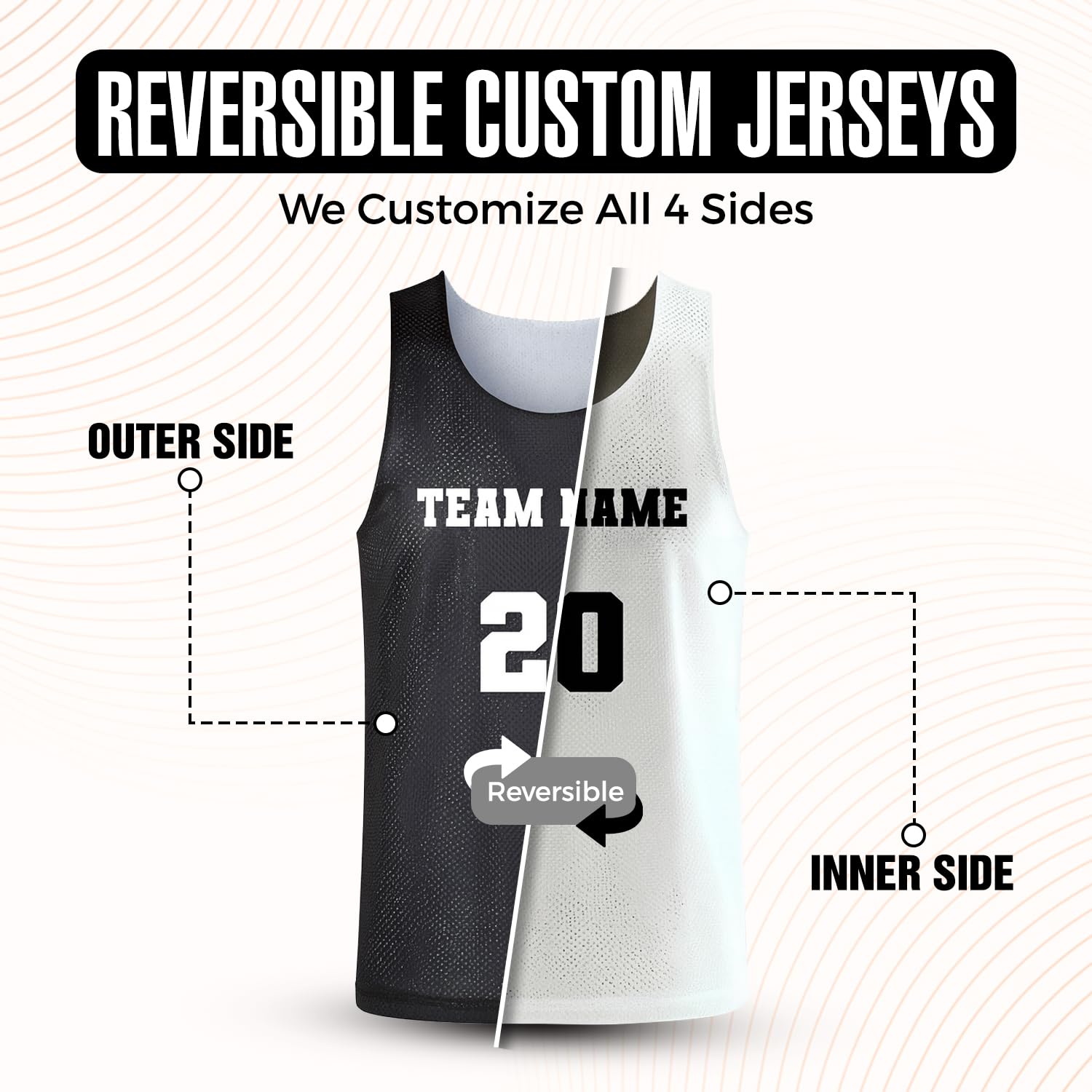 Reversible Customized Basketball Jersey Inside Outside Sides Personalized