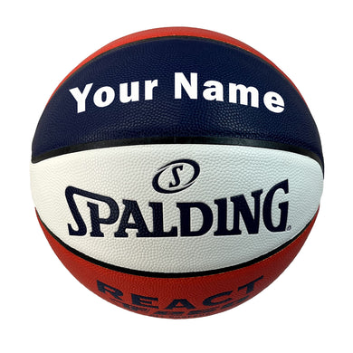 Spalding Red White and Blue TF250 Basketball with White Text